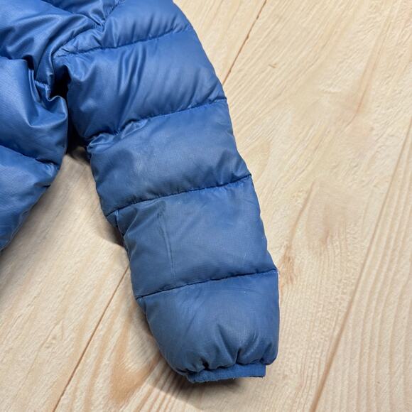 Patagonia Kids Hi-Loft Down Sweater Hoodie Jacket Toddler 4T Blue Play Condition - Picture 7 of 13